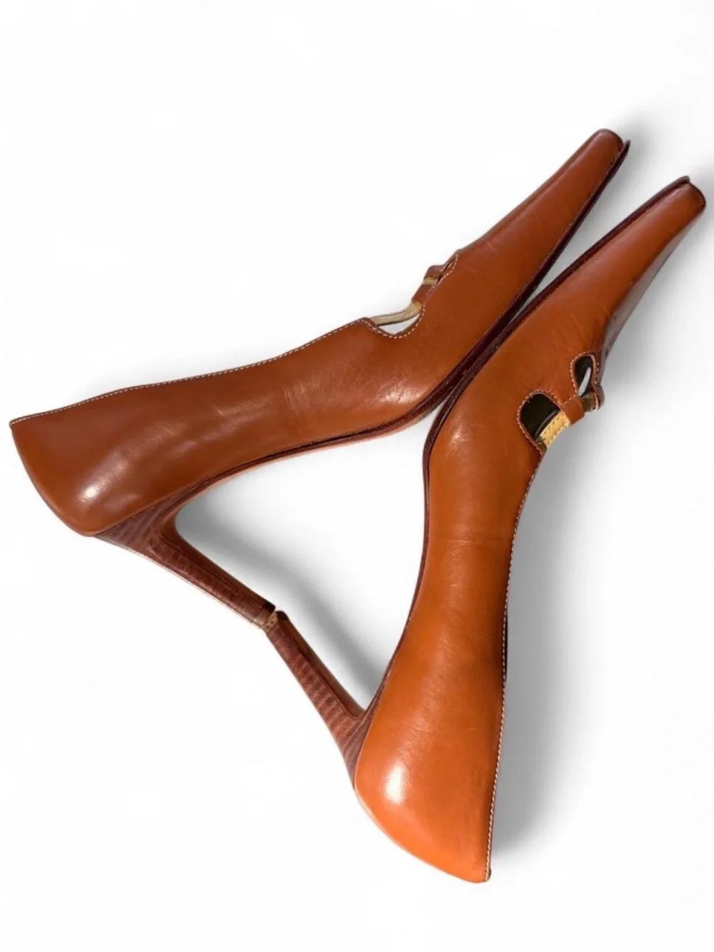 Ralph Lauren Pointed Toe Cutout Flats - Brown